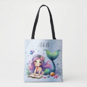 Waterverf Zeemeermin Zeeleven Mooie Cute Tote Bag (Voorkant)