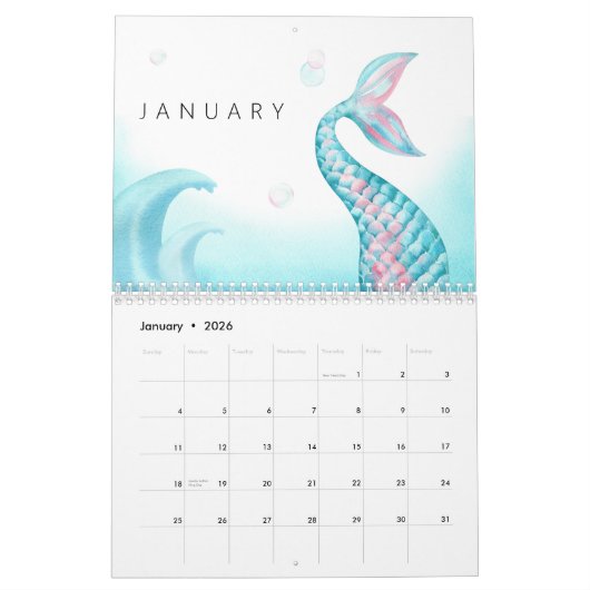 Waterverf Zeemeerminnelijke Kinderen en familie Kalender (Jan 2026)