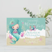 Waterverf Zeemeerminnelijke oceaan Beach Birthday  Kaart (Staand voorkant)