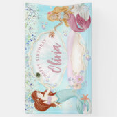 Waterverf Zeemeerminnen onder het Zee Glitter Verj Spandoek (Verticaal)