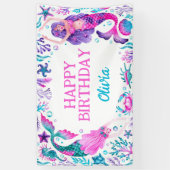 Waterverf Zeemeerminnen onder het Zee Verjaardag Spandoek (Verticaal)