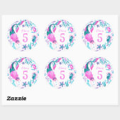 Waterverf zeemeerminnen, zeeschelpen + oceaanwezen ronde sticker (Vel)