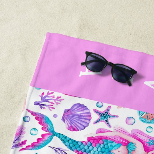 Waterverf Zeemeerminnen Zeeschelpen + Zeesterren Strandlaken (In situ)