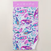 Waterverf Zeemeerminnen Zeeschelpen + Zeesterren Strandlaken (Voorkant)