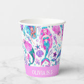 Waterverf Zeemeerminnen Zeeschelpen + Zeesterren V Papieren Bekers (Achterkant)