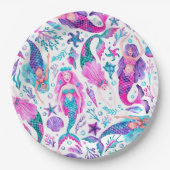 Waterverf Zeemeerminnen Zeeschelpen + Zeesterren V Papieren Bordje (Voorkant)