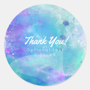 Waterverf Zeemeerminstaart Verjaardagsfeest Favor Ronde Sticker