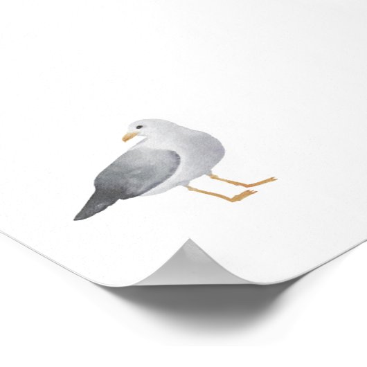 Waterverf zeemeeuw print (Hoek)