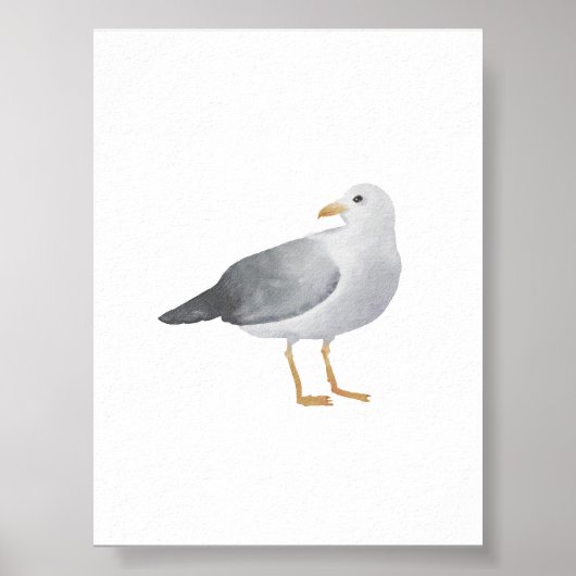 Waterverf zeemeeuw print (Voorkant)