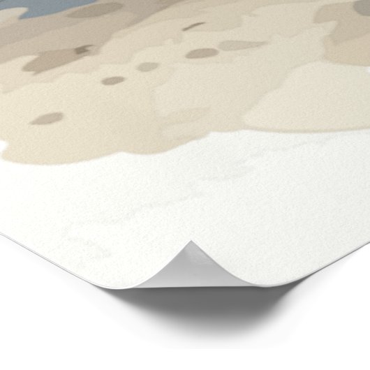 Waterverf zeemeeuwen aan het strand Kustoceaan Poster (Hoek)