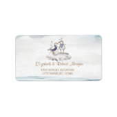 Waterverf zeemijlen strand bruiloft etiket (Voorkant)