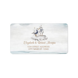 Waterverf zeemijlen strand bruiloft etiket