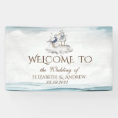 Waterverf zeemijlen strand bruiloft spandoek (Horizontaal)