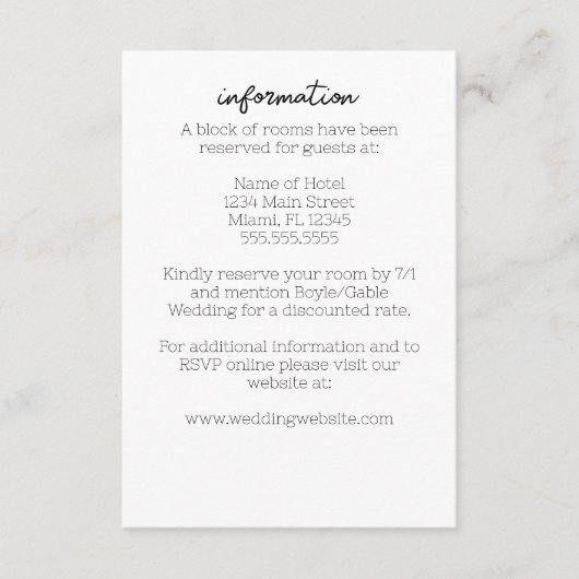 Waterverf zeepaardbruiloft informatiekaartje (Voorkant)