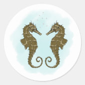 Waterverf zeepaardbruiloft ronde sticker (Voorkant)