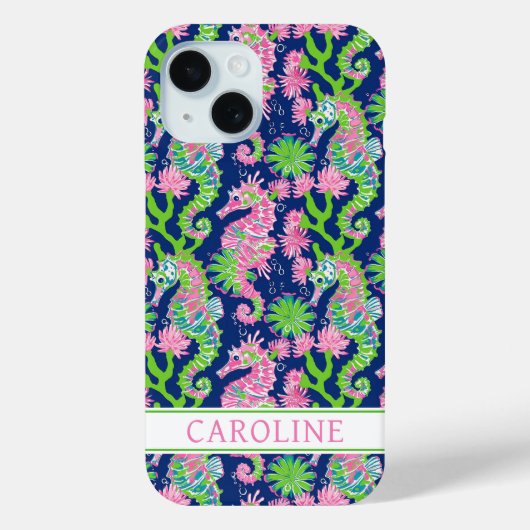 Waterverf Zeepaarden Monogram Case-Mate iPhone Case (Achterkant)