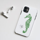 Waterverf zeepaardje met dubbele initialen groene Case-Mate iPhone case