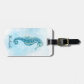 Waterverf Zeepaardje Oceaan Bagagelabel (Voorkant horizontaal)