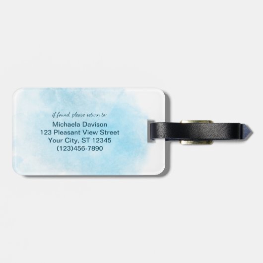 Waterverf Zeepaardje Oceaan Bagagelabel (Achterkant horizontaal)