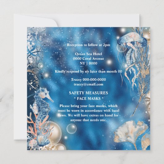 Waterverf zeepaardkoraalvis kaart (Achterkant)