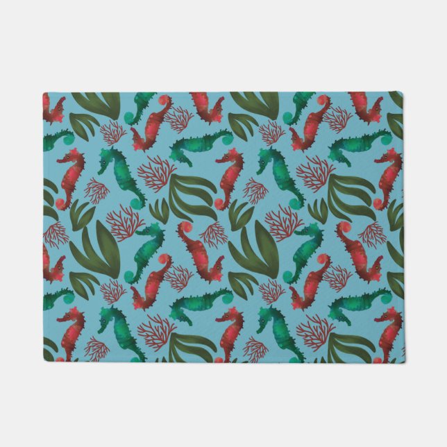 Waterverf zeepaardpatroon deurmat (Voorkant)