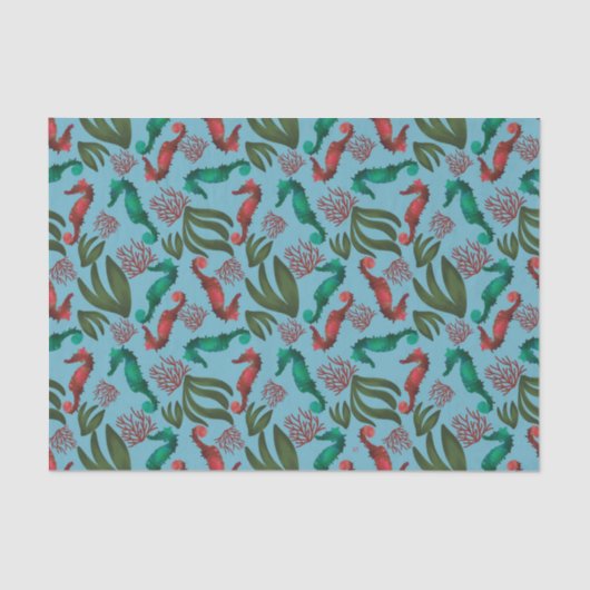 Waterverf zeepaardpatroon tissuepapier (Voorkant)