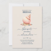 Waterverf zeeschelpen Elegant Minimalistisch Bruid Kaart (Voorkant)