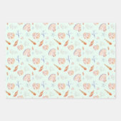 Waterverf zeeschelpen en koraalpatroon inpakpapier vel (Voorkant 3)