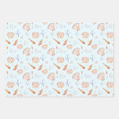 Waterverf zeeschelpen en koraalpatroon inpakpapier vel (Voorkant)