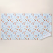 Waterverf zeeschelpen en koraalpatroon strandlaken (Voorkant)