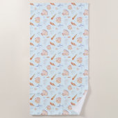 Waterverf zeeschelpen en koraalpatroon strandlaken (Voorkant)