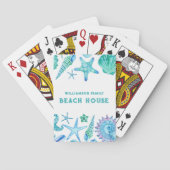 Waterverf Zeeschelpen en Starfish Beach House Pokerkaarten (Achterkant)