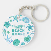 Waterverf Zeeschelpen en Starfish Beach House Sleutelhanger (Achterkant)