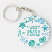 Waterverf Zeeschelpen en Starfish Beach House Sleutelhanger (Voorkant)