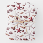 Waterverf Zeeschelpen en Zeesterren Marine Life Inpakpapier Vel (In situ)