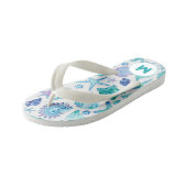 Waterverf Zeeschelpen en Zeesterren Monogram Kinder Teenslippers (Schuin)