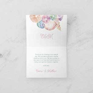 Waterverf zeeschelpen gevouwen foto dank u notitiekaartje