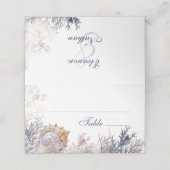 Waterverf Zeeschelpen Koralen Bruiloft Plaatskaartje (Buitenkant ongevouwen)