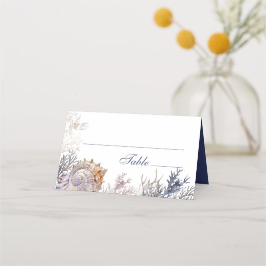Waterverf Zeeschelpen Koralen Bruiloft Plaatskaartje (Voorkant)