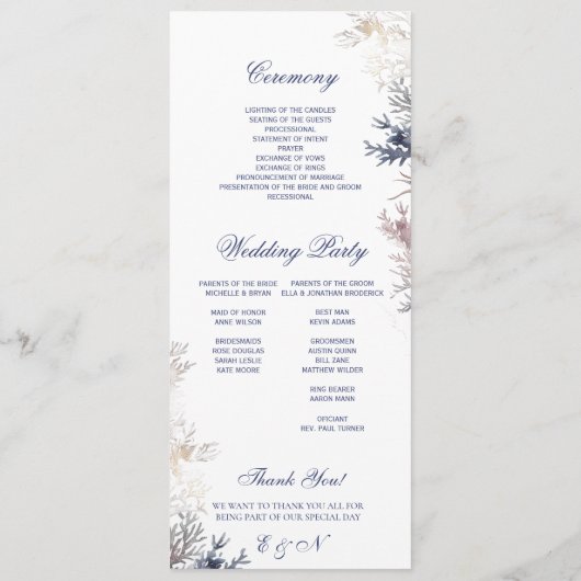 Waterverf Zeeschelpen & Koralen Bruiloft Programmakaart (Achterkant)