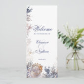 Waterverf Zeeschelpen & Koralen Bruiloft Programmakaart (Staand voorkant)