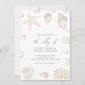 Waterverf Zeeschelpen & Parels Nautische bruiloft Kaart (Voorkant)