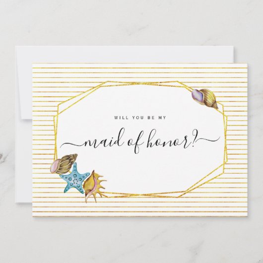 Waterverf zeeschelpen zal je mijn bruidsmeisje zij kaart (Voorkant)