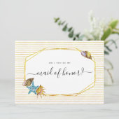 Waterverf zeeschelpen zal je mijn bruidsmeisje zij kaart (Staand voorkant)