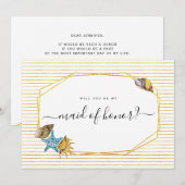 Waterverf zeeschelpen zal je mijn bruidsmeisje zij kaart (Voorkant / Achterkant)