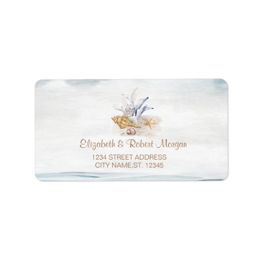 Waterverf-zeeschelpen, Zee-weddenschapslabel Etiket (Voorkant)