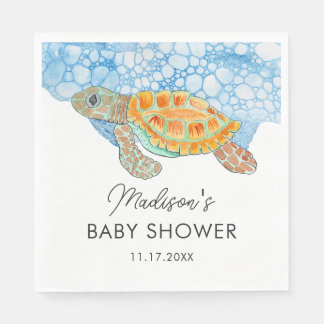 Waterverf Zeeschildpad Blauwe Water Baby Shower Servet