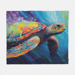 Waterverf Zeeschildpad Fleece Deken