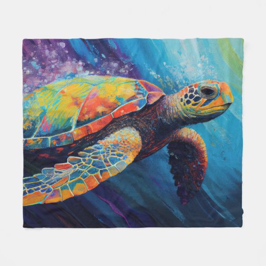 Waterverf Zeeschildpad Fleece Deken (Voorkant (Horizontaal))