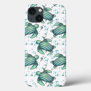waterverf zeeschildpad groen blauw patroon dier Case-Mate iPhone case